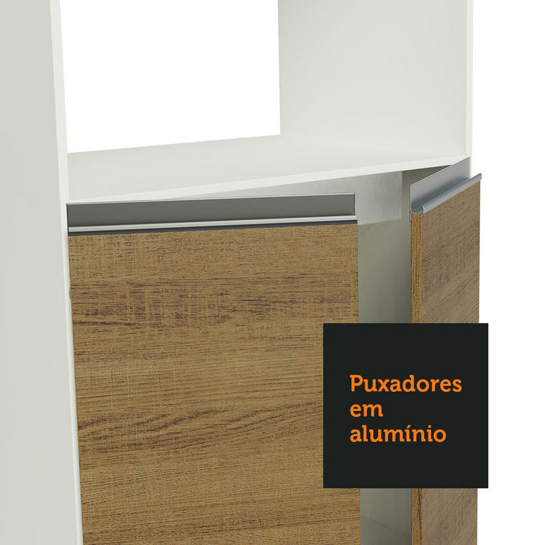 Armário de Cozinha Completa 100% MDF 250 cm Branco/Rustic/Crema Smart Madesa 01