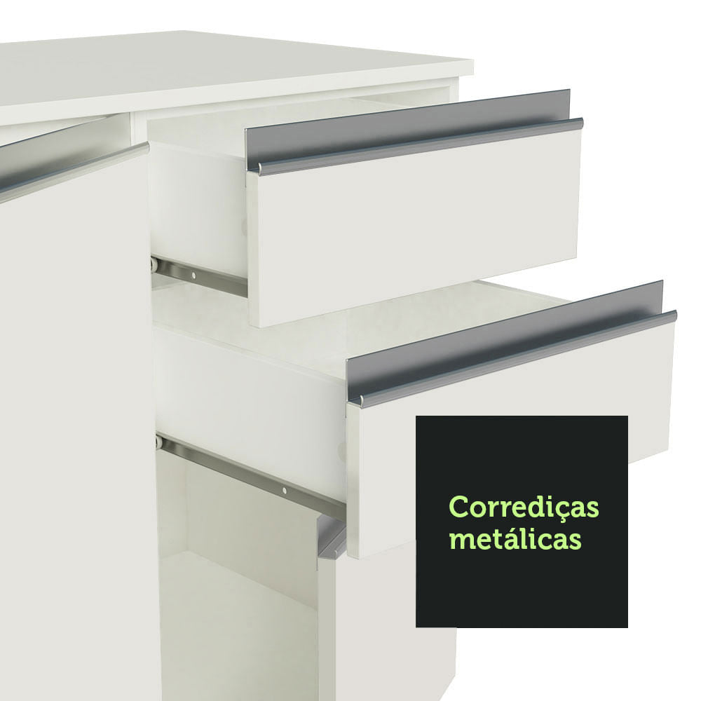 Armário de Cozinha Completa 100% MDF 300 cm Frentes Branco Smart Madesa 01