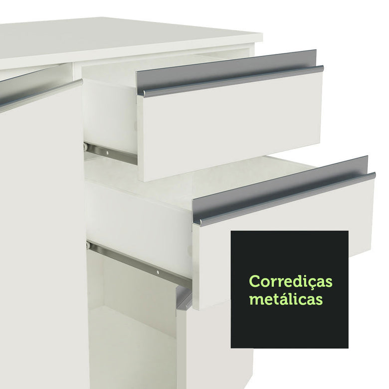 Armário de Cozinha Completa 100% MDF 300 cm Frentes Branco Smart Madesa 01