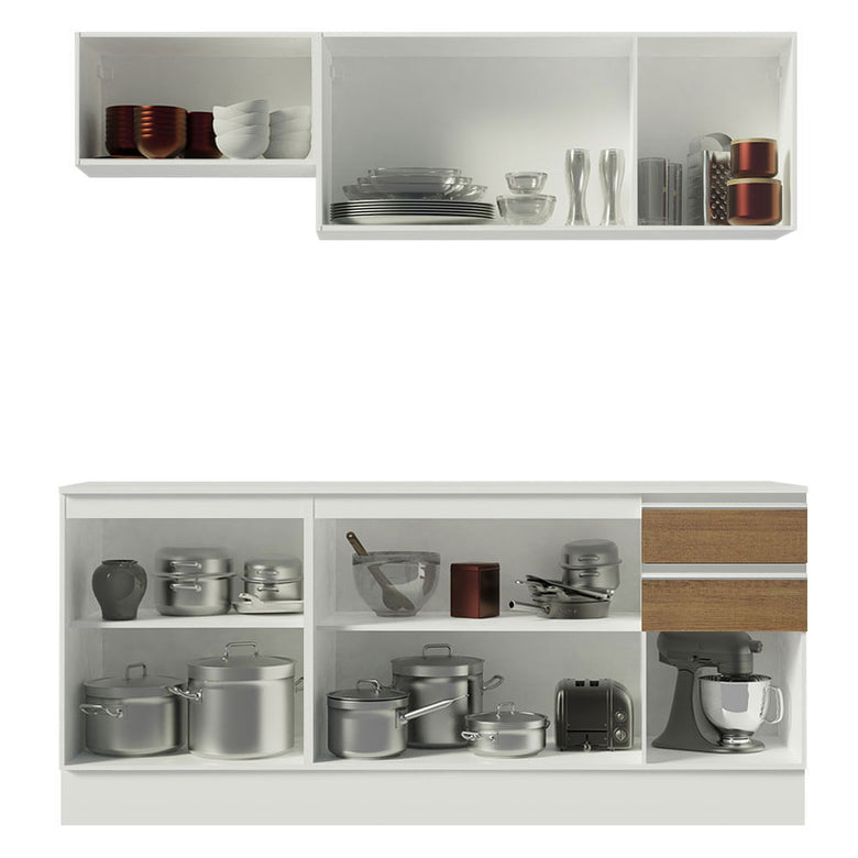 Armário de Cozinha Compacta 100% MDF 180 cm Branco/Rustic/Crema Smart Madesa 01