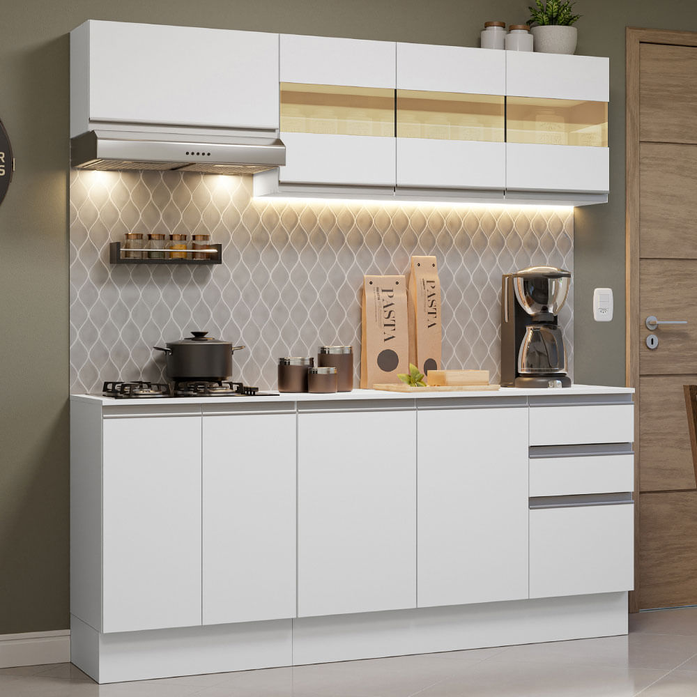 Armário de Cozinha Compacta 100% MDF 180 cm Branco Smart Madesa 01 - Branco