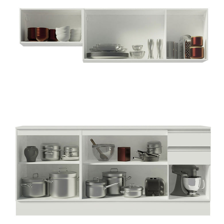 Armário de Cozinha Compacta 100% MDF 180 cm Branco Smart Madesa 01
