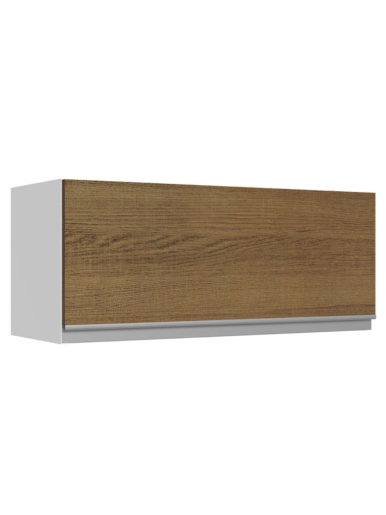 Armário Aéreo Madesa Acordes 100% MDF 80 cm 1 Porta Basculante Branco/Rustic