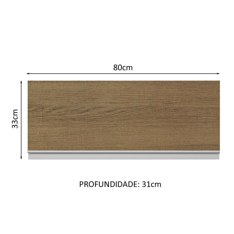 Armário Aéreo Madesa Acordes 100% MDF 80 cm 1 Porta Basculante Branco/Rustic