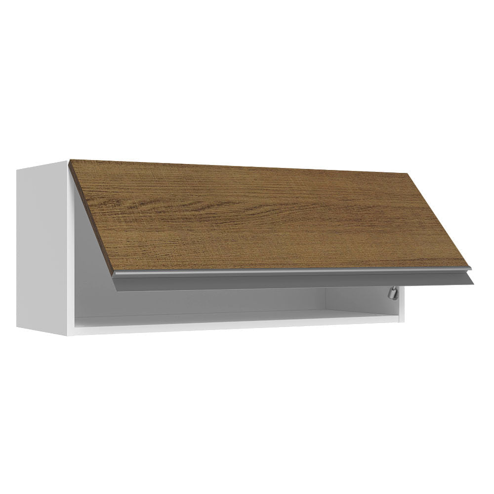 Armário Aéreo Madesa Acordes 100% MDF 80 cm 1 Porta Basculante Branco/Rustic