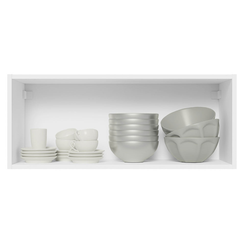 Armário Aéreo Madesa Acordes 100% MDF 80 cm 1 Porta Basculante Branco/Rustic