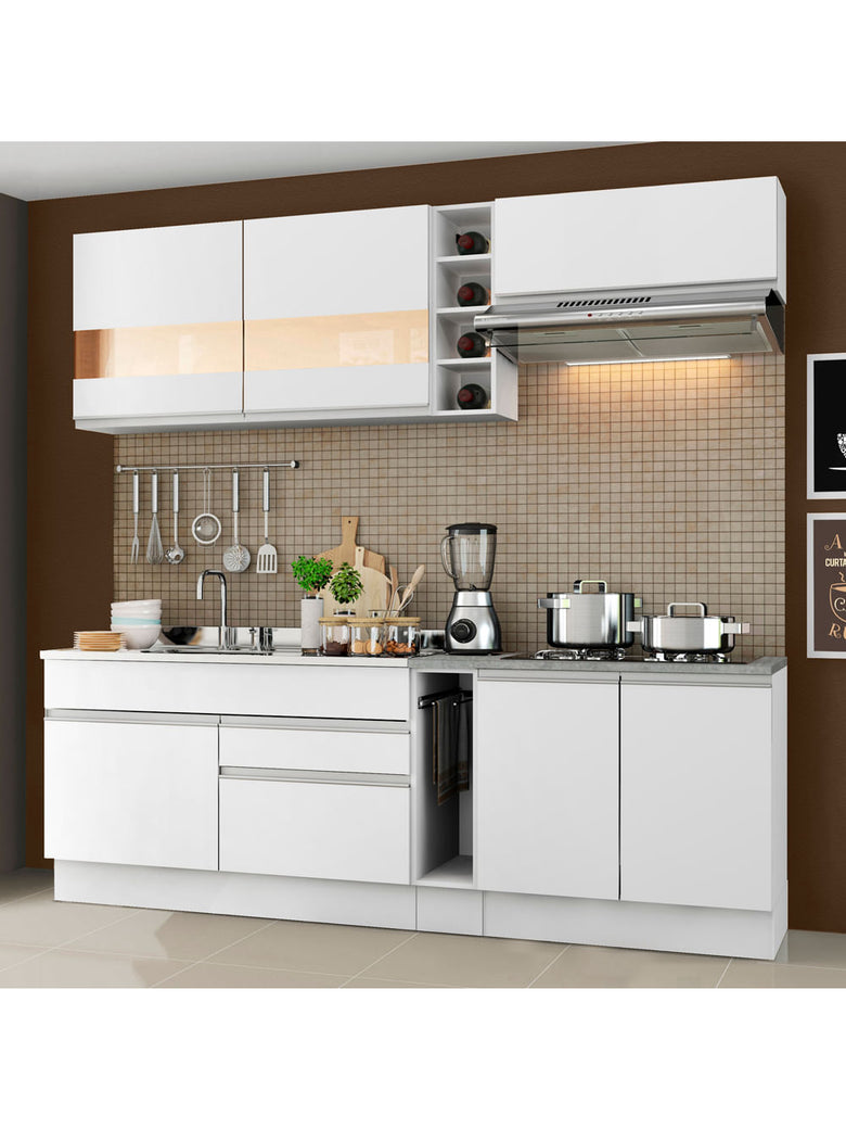 Armário de Cozinha Completa 220cm Branco Parma Madesa 02