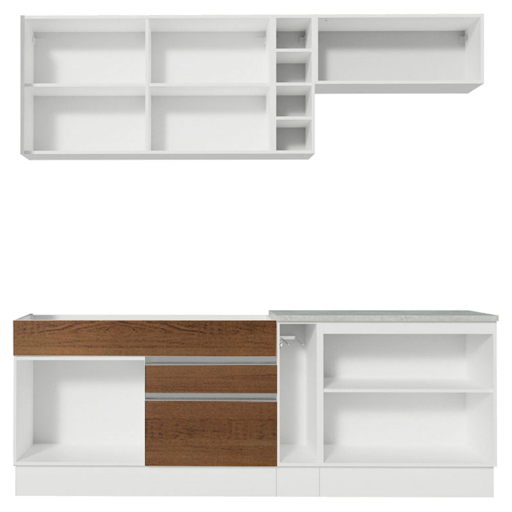 Armário de Cozinha Completa 220cm Branco/Rustic/Preto Parma Madesa 02