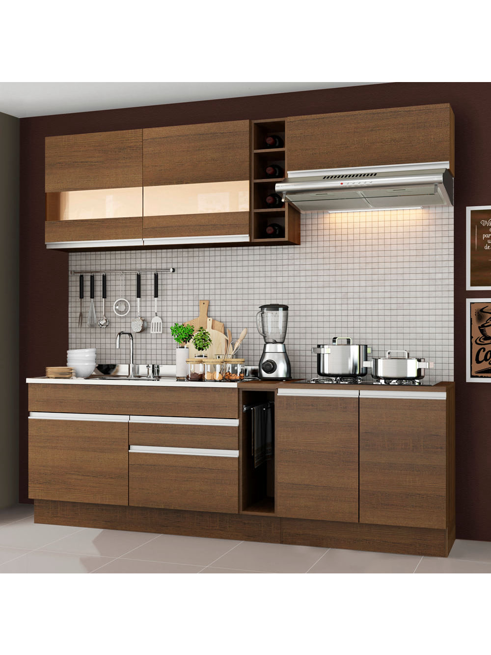 Armário de Cozinha Completa 220cm Rustic Parma Madesa 02 - Rustic