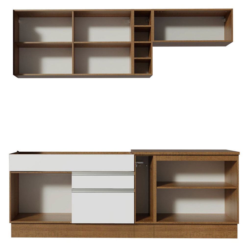 Armário de Cozinha Completa 220cm Rustic/Branco Parma Madesa 02
