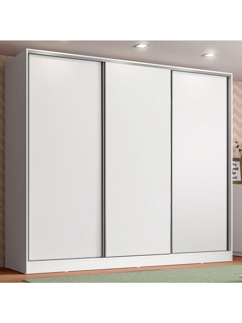 Guarda-Roupa Infantil Madesa Logan 100% MDF 3 Portas de Correr Branco