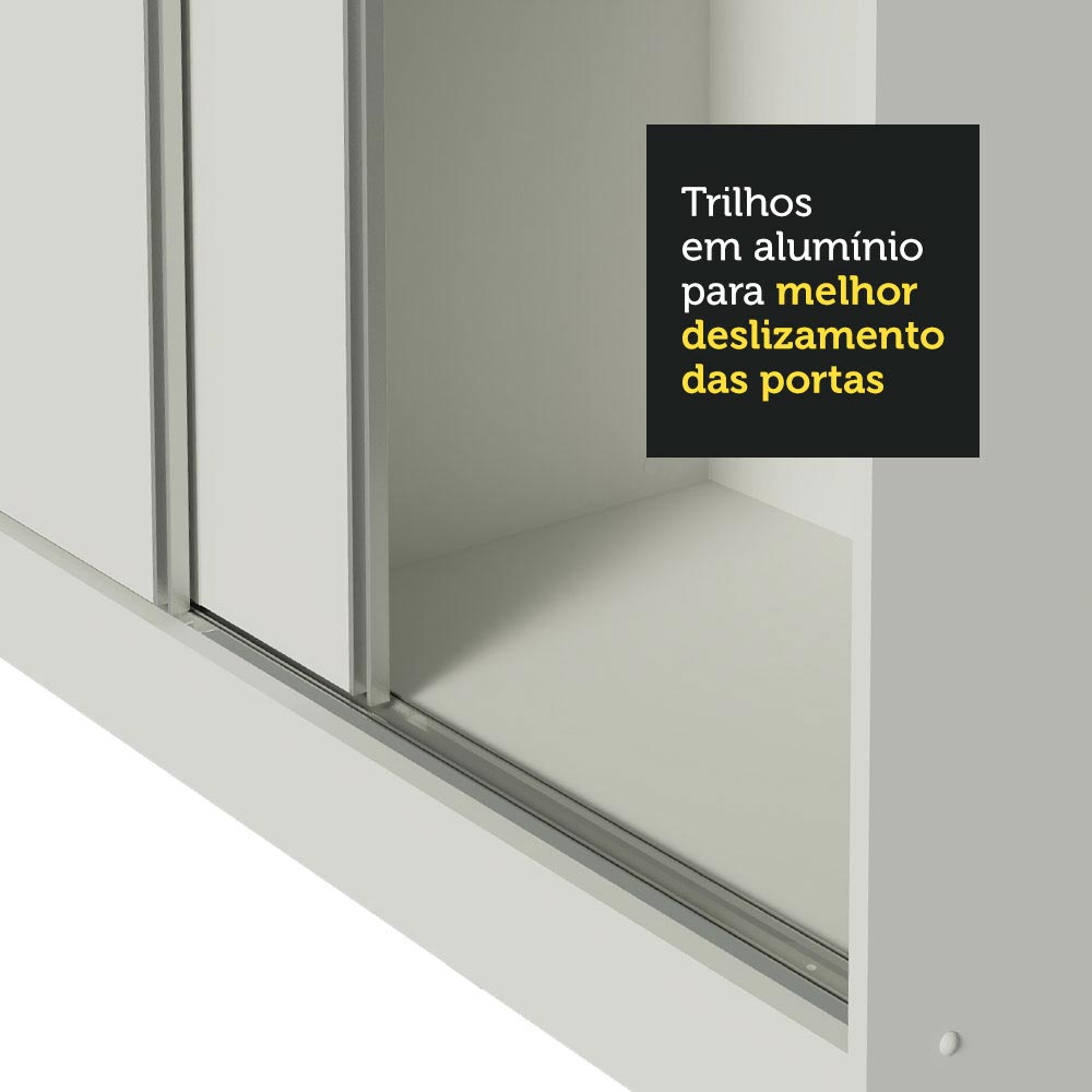 Guarda-Roupa Infantil Madesa Logan 100% MDF 3 Portas de Correr com Espelhos com Pés Branco