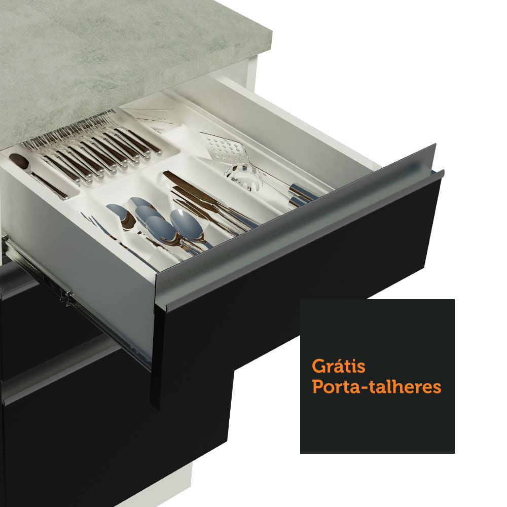 Armário de Cozinha Completa 280cm Branco/Preto Genova Madesa 04