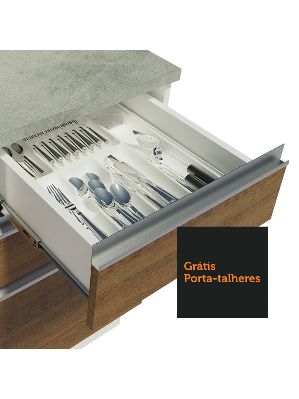 Armário de Cozinha Completa 280cm Branco/Rustic/Branco Marcela Madesa 03