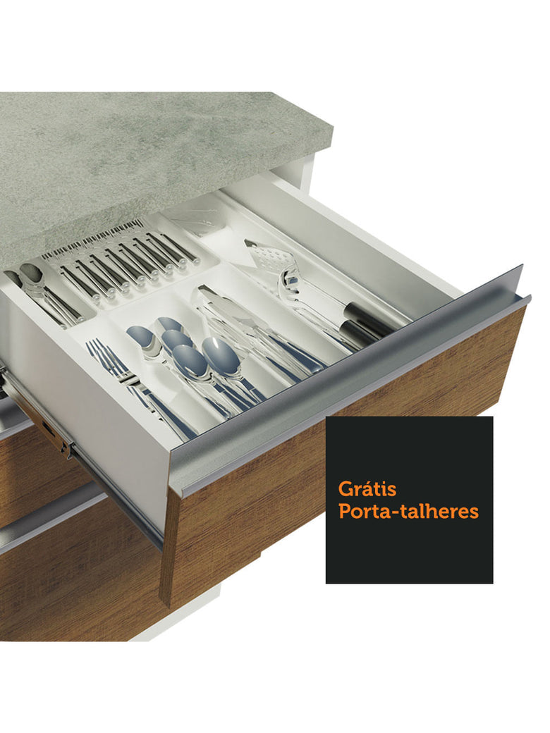 Armário de Cozinha Completa 280cm Branco/Rustic/Branco Marcela Madesa 03