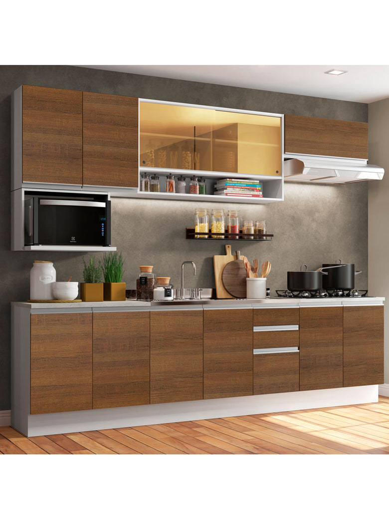 Armário de Cozinha Completa 280cm Branco/Rustic Genova Madesa 04
