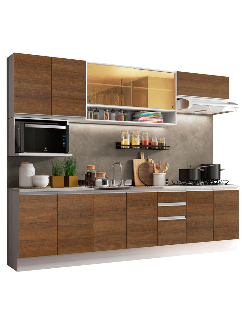 Armário de Cozinha Completa 280cm Branco/Rustic Genova Madesa 04