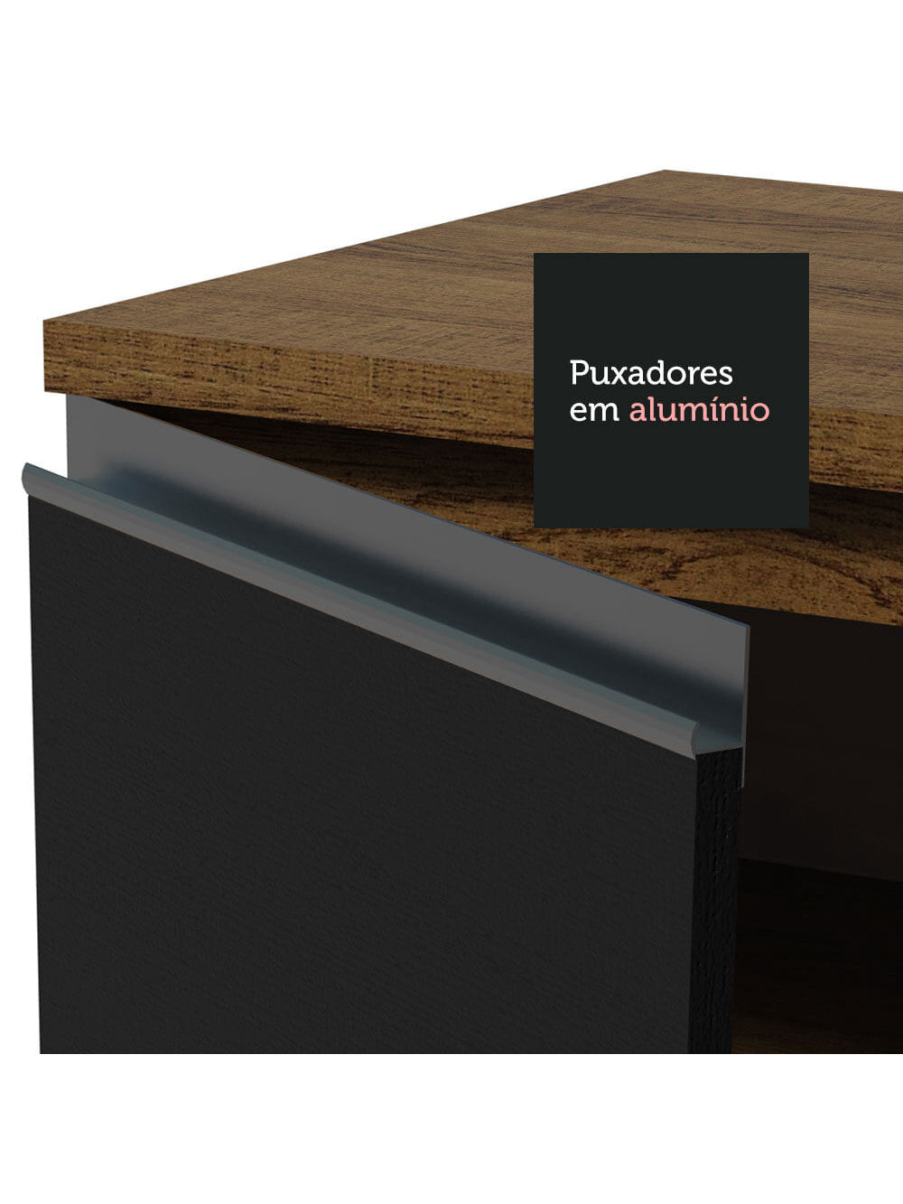 Armário de Cozinha Completa 220cm Rustic/Preto/Branco Parma Madesa 02