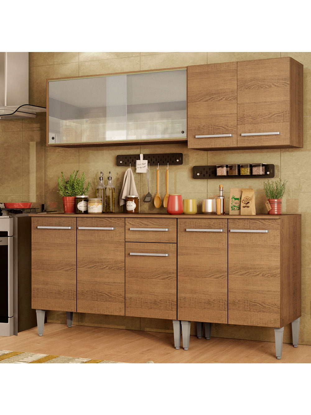 Armário de Cozinha Completa 169cm Rustic Emilly Box Madesa 03 - Rustic