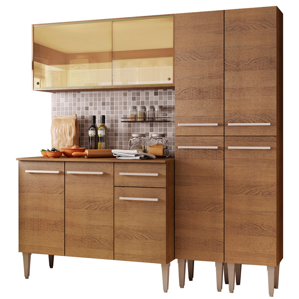 Armário de Cozinha Completa 169cm Rustic Emilly Voice Madesa 06 - Rustic