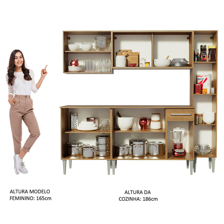 Armário de Cozinha Completa 201cm Rustic Emilly West Madesa 03