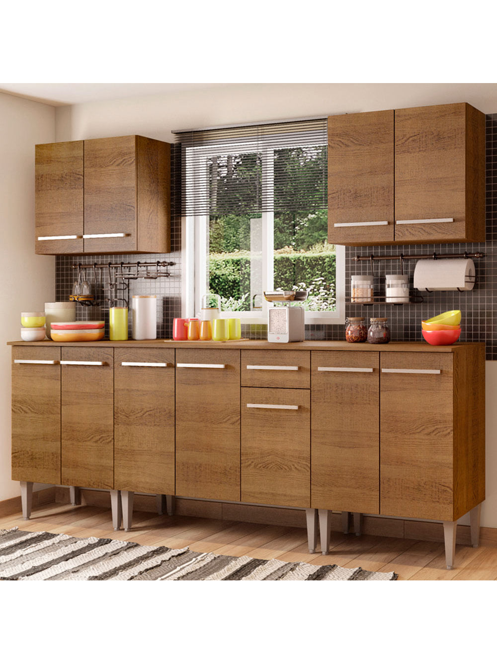 Armário de Cozinha Completa 233cm Rustic Emilly King Madesa 01 - Rustic