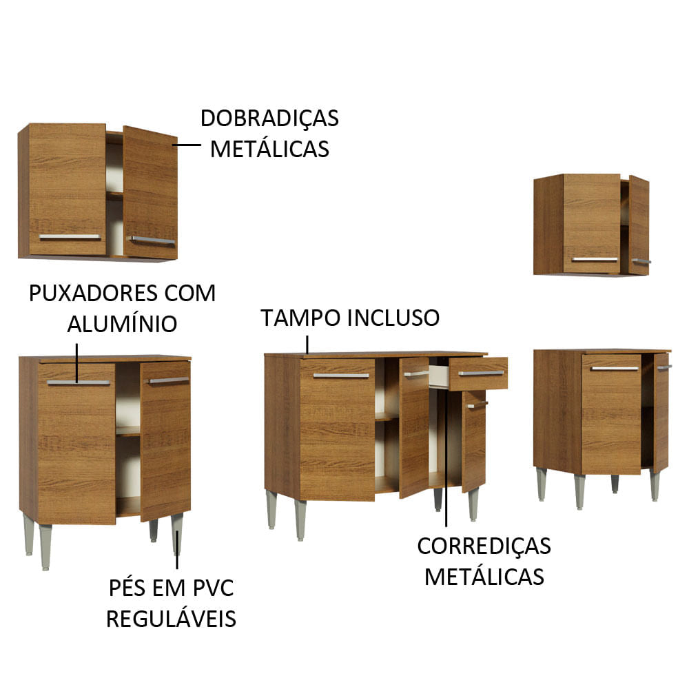 Armário de Cozinha Completa 233cm Rustic Emilly King Madesa 01