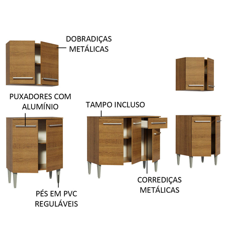 Armário de Cozinha Completa 233cm Rustic Emilly King Madesa 01