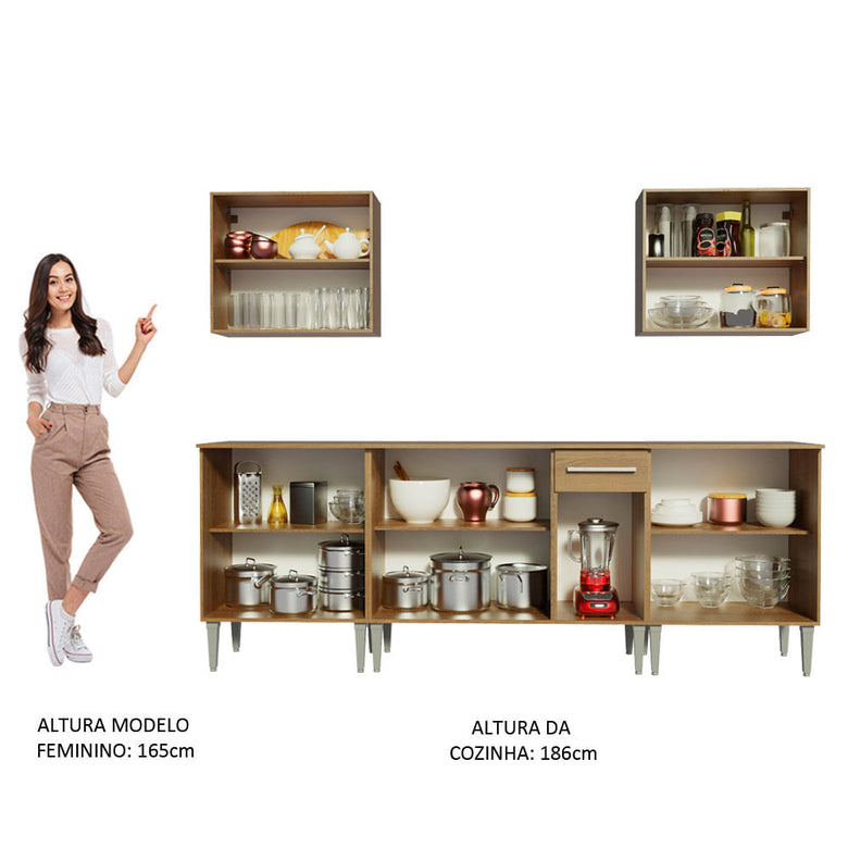 Armário de Cozinha Completa 233cm Rustic Emilly King Madesa 01