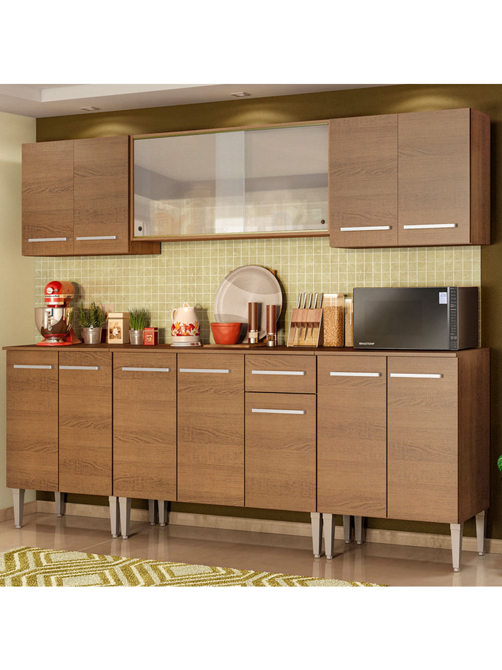 Armário de Cozinha Completa 233cm Rustic Emilly Wind Madesa 02 - Rustic