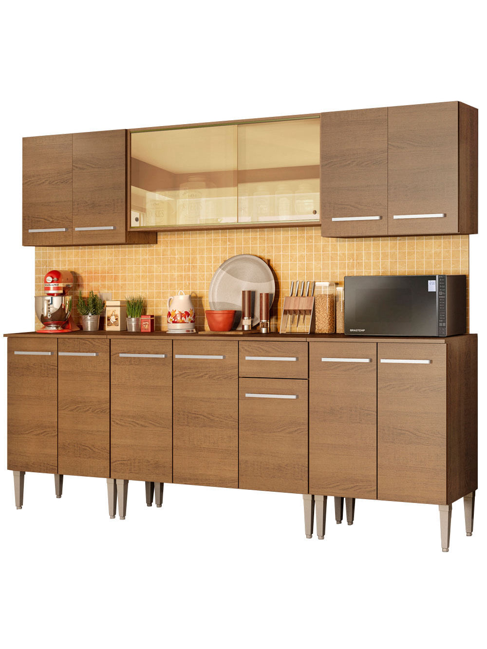 Armário de Cozinha Completa 233cm Rustic Emilly Fire Madesa 03 - Rustic