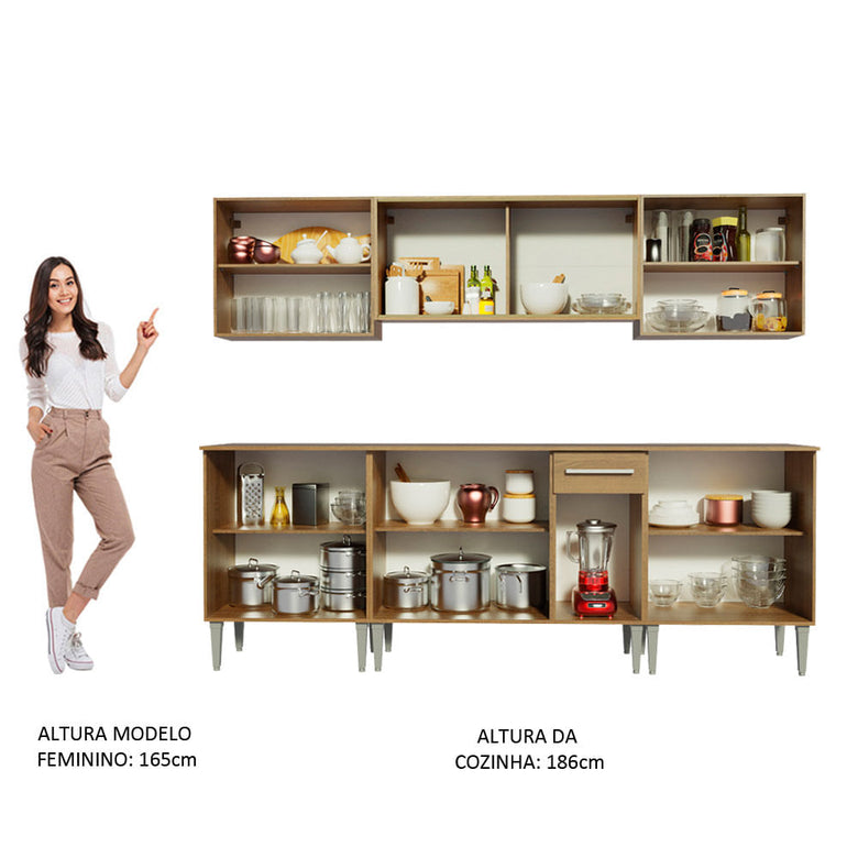 Armário de Cozinha Completa 233cm Rustic Emilly Fire Madesa 03