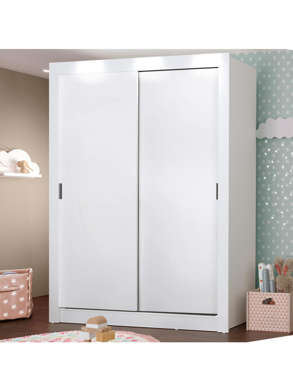 Guarda-Roupa Infantil Madesa Enzo 2 Portas de Correr Branco - Branco