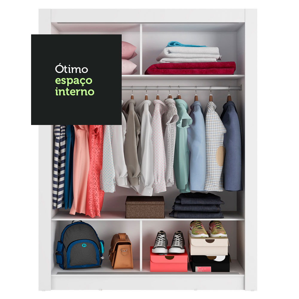 Guarda-Roupa Infantil Madesa Enzo 2 Portas de Correr Branco