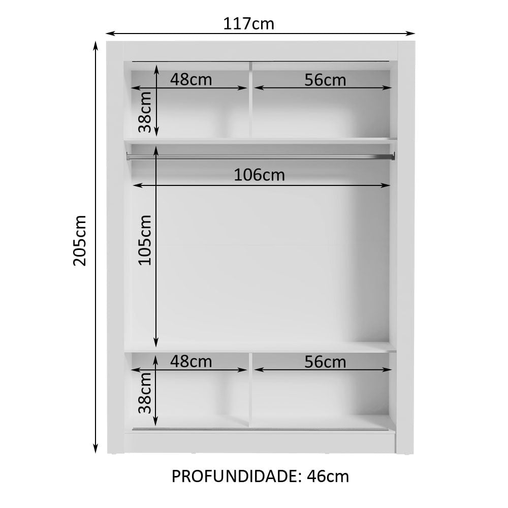 Guarda-Roupa Infantil Madesa Enzo 2 Portas de Correr Branco