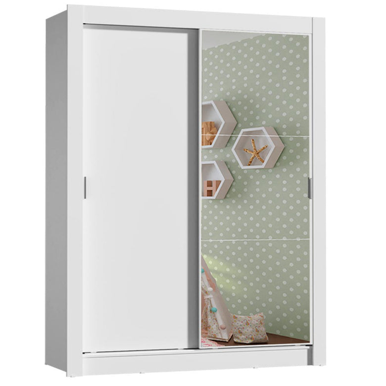 Guarda-Roupa Infantil Madesa Bento 2 Portas de Correr com Espelho 2 Gavetas Branco