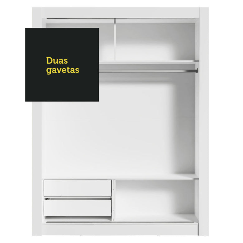 Guarda-Roupa Infantil Madesa Bento 2 Portas de Correr com Espelho 2 Gavetas Branco