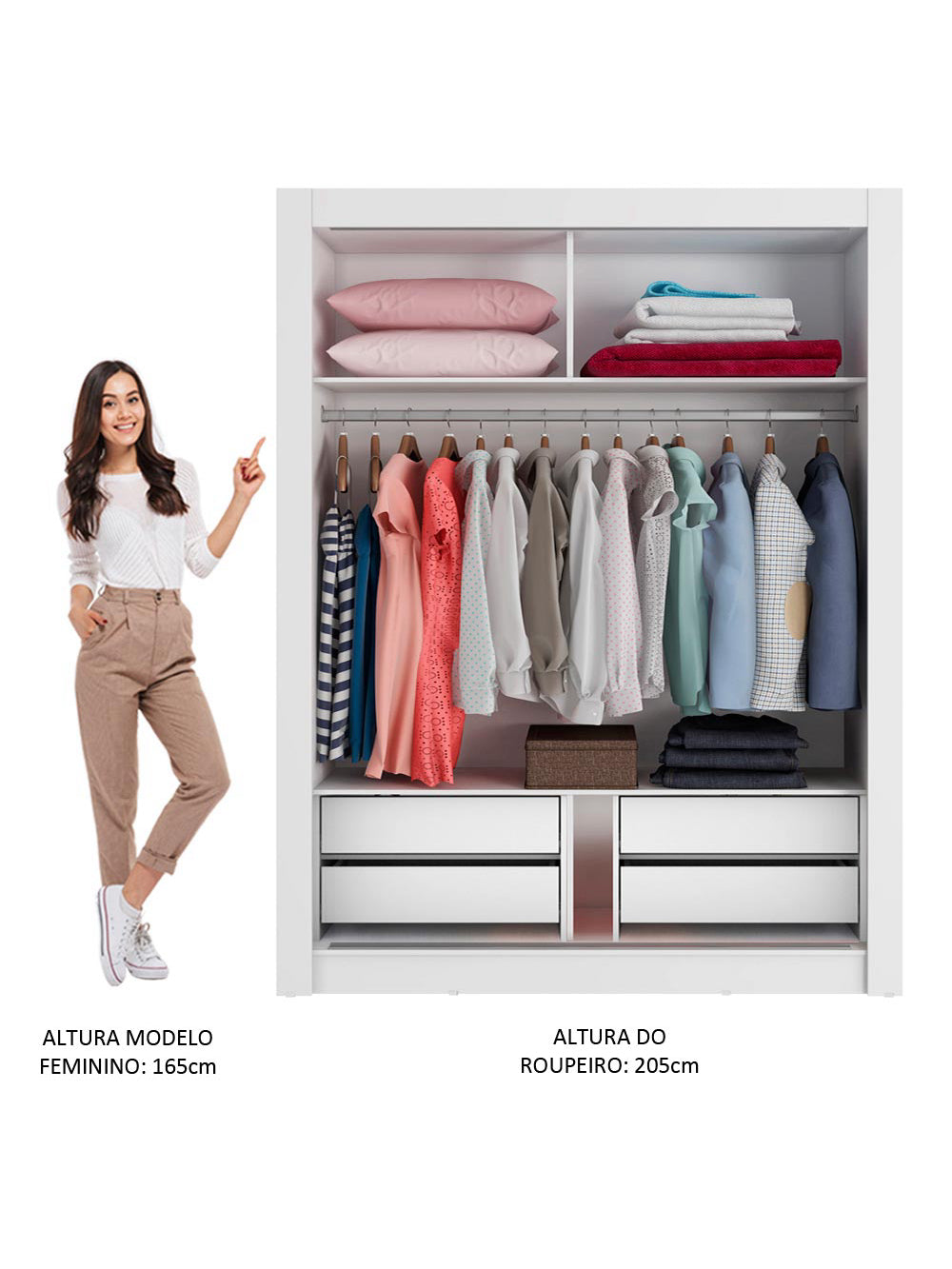 Guarda-Roupa Infantil Madesa Theo 2 Portas de Correr com Espelho 4 Gavetas Branco