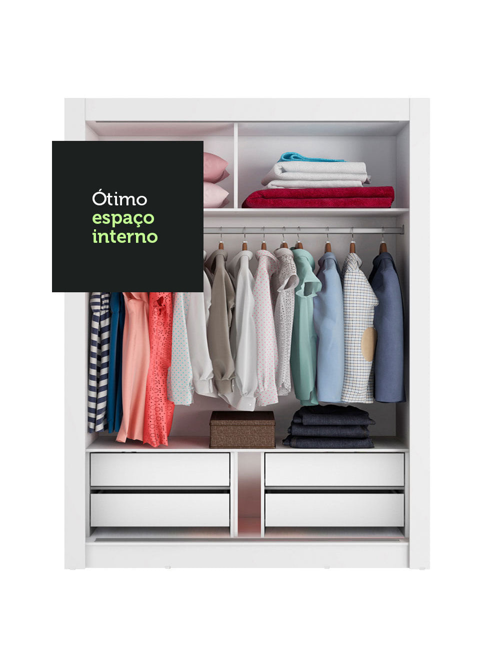 Guarda-Roupa Infantil Madesa Theo 2 Portas de Correr com Espelho 4 Gavetas Branco