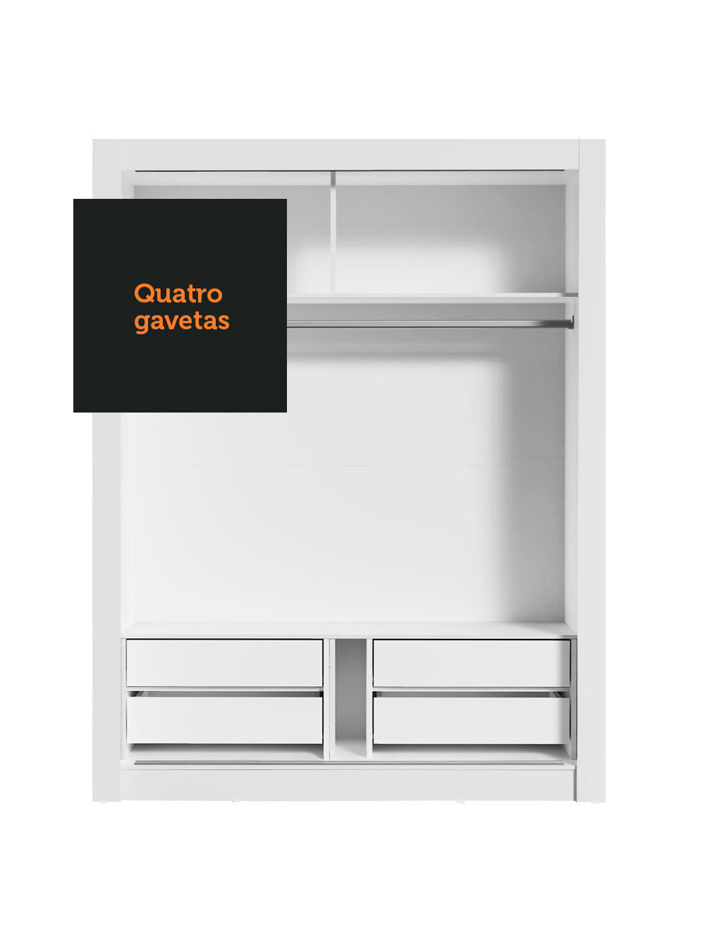 Guarda-Roupa Infantil Madesa Theo 2 Portas de Correr com Espelho 4 Gavetas Branco