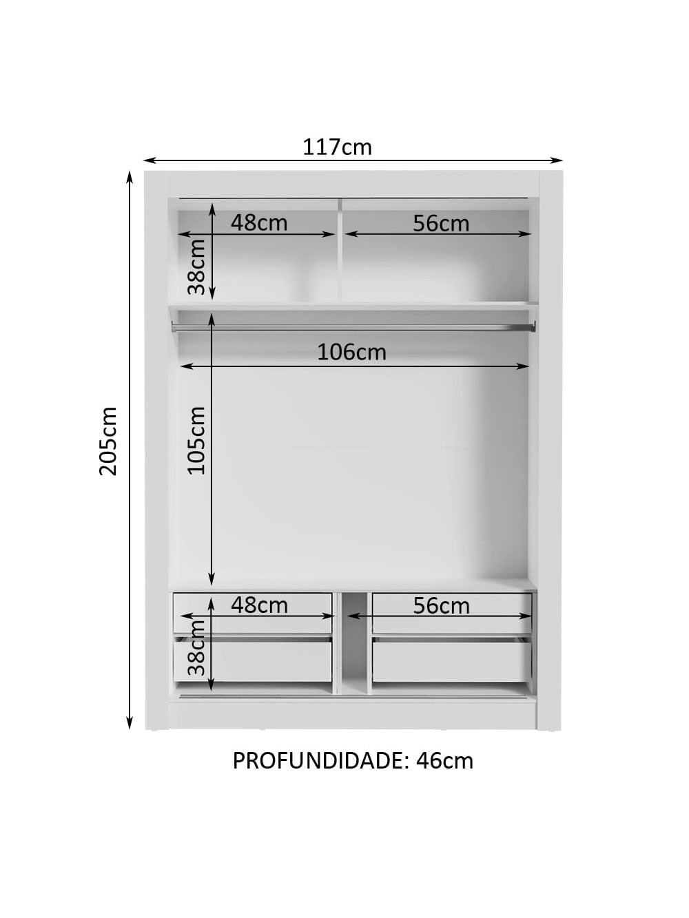 Guarda-Roupa Infantil Madesa Theo 2 Portas de Correr com Espelho 4 Gavetas Branco