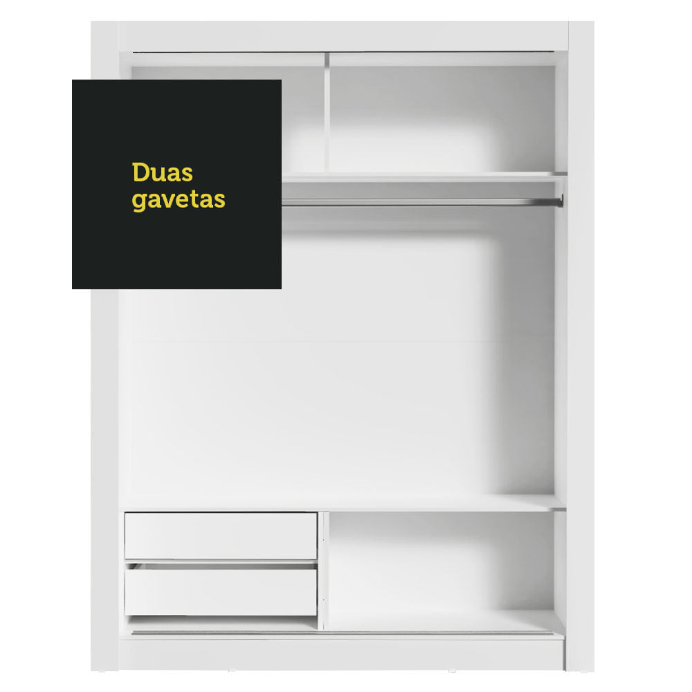 Guarda-Roupa Infantil Madesa Bento 2 Portas de Correr 2 Gavetas Branco