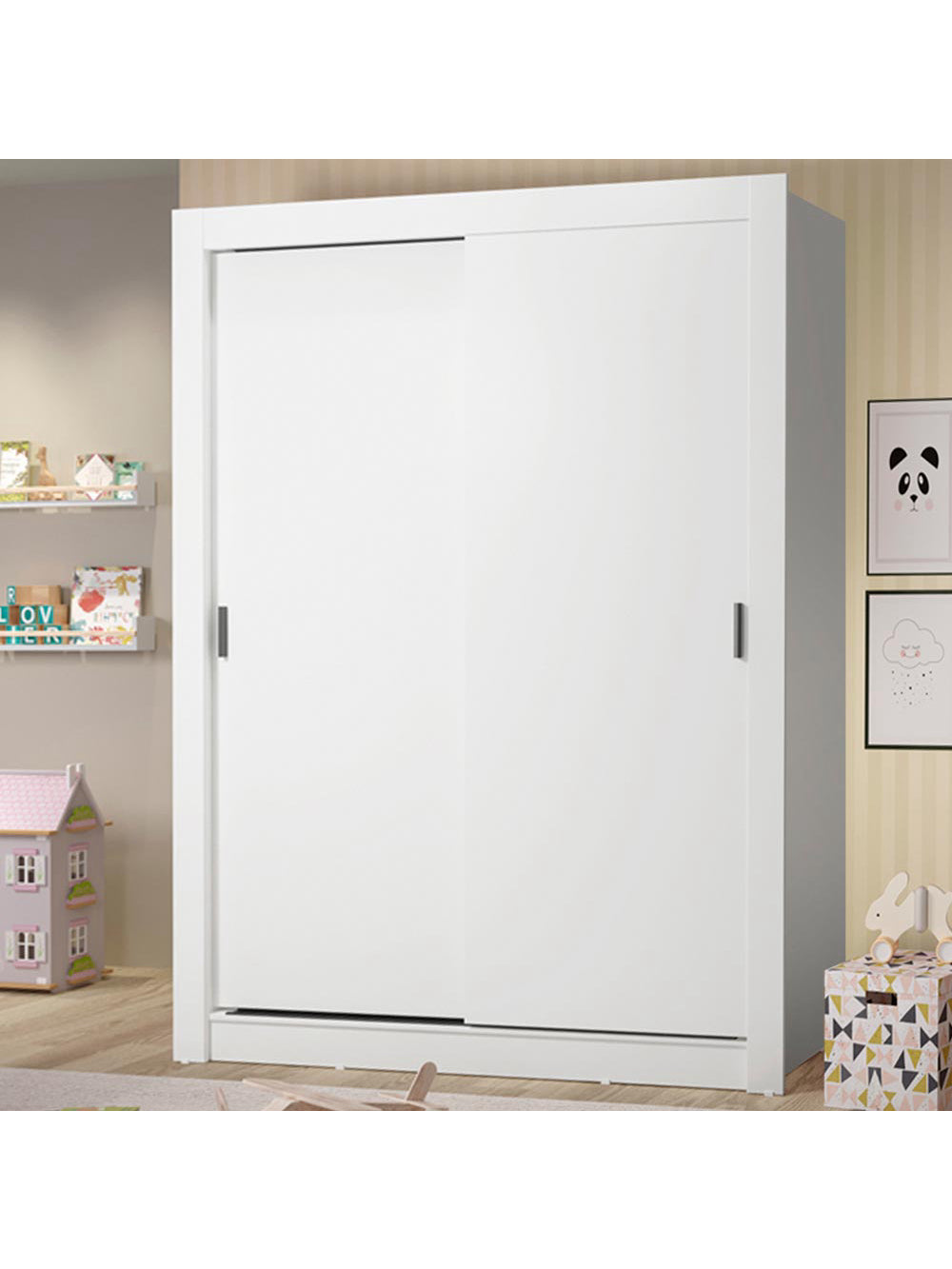 Guarda-Roupa Infantil Madesa Theo 2 Portas de Correr 4 Gavetas Branco - Branco