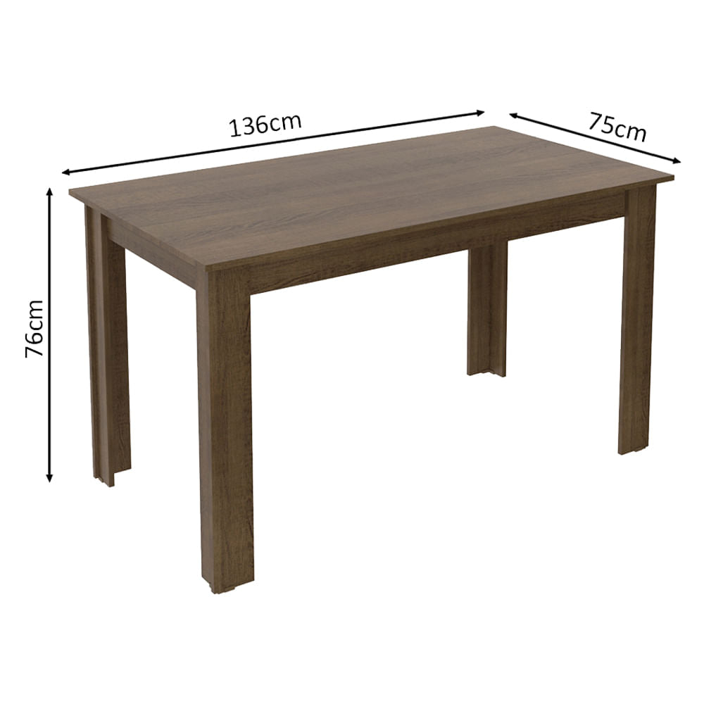 Mesa de Jantar Madesa com Tampo de Madeira 5231 Rustic - Rustic
