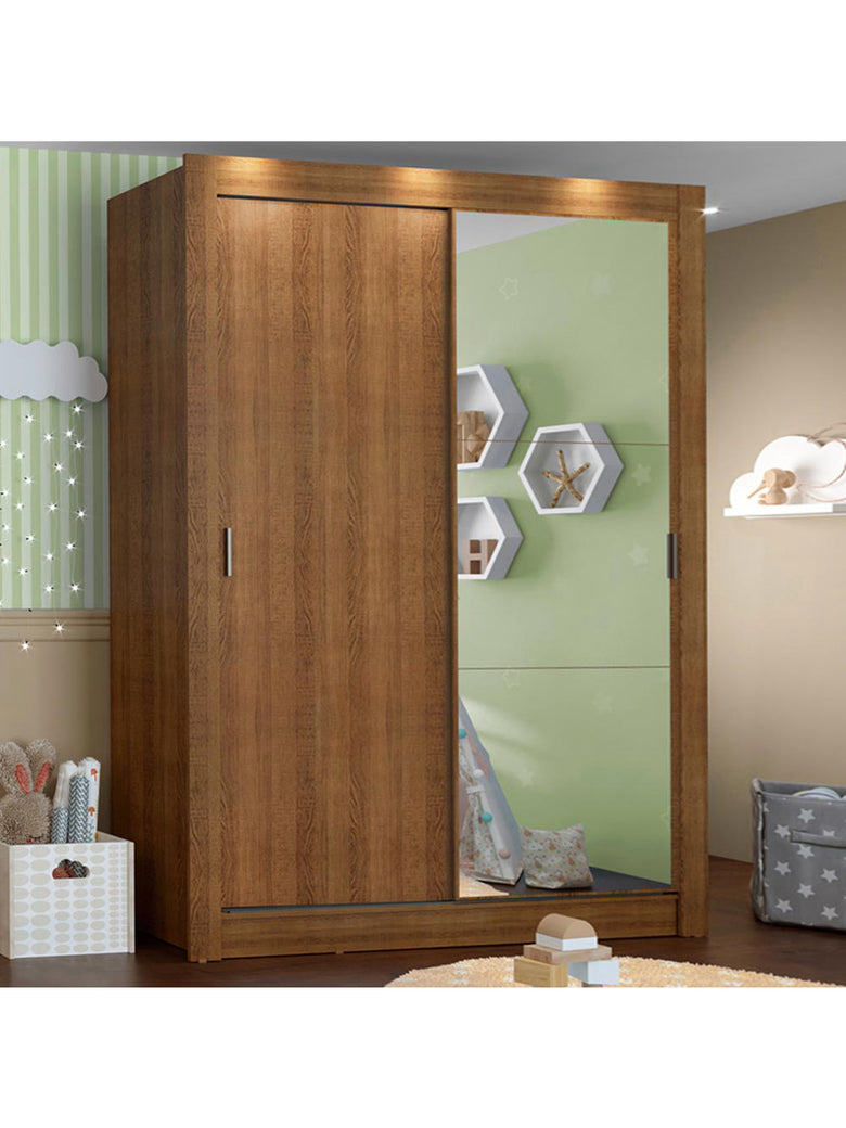 Guarda-Roupa Infantil Madesa Bento 2 Portas de Correr com Espelho 2 Gavetas Rustic