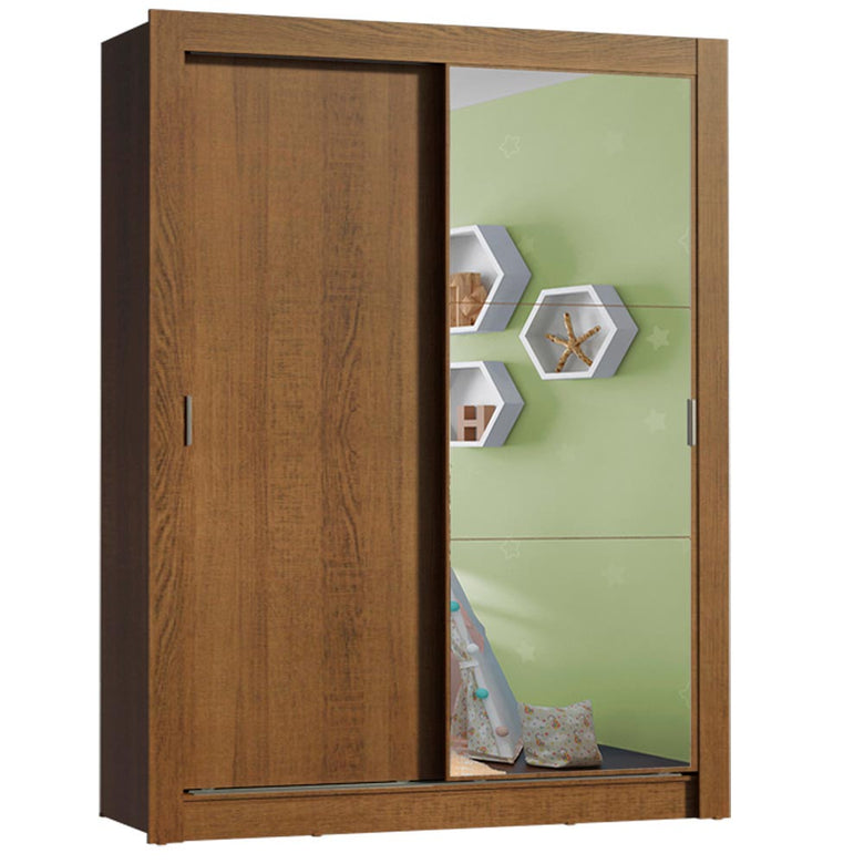 Guarda-Roupa Infantil Madesa Bento 2 Portas de Correr com Espelho 2 Gavetas Rustic