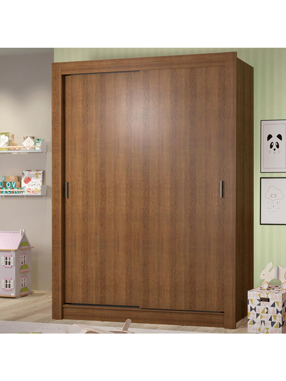 Guarda-Roupa Infantil Madesa Theo 2 Portas de Correr 4 Gavetas Rustic - Rustic