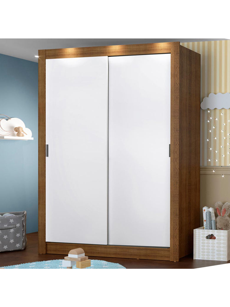 Guarda-Roupa Infantil Madesa Enzo 2 Portas de Correr Rustic/Branco