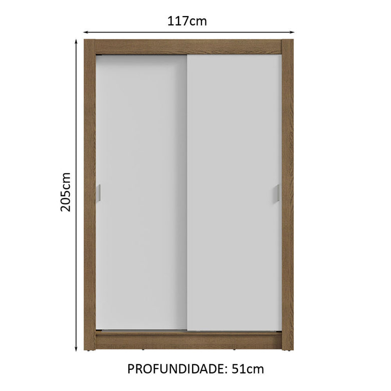 Guarda-Roupa Infantil Madesa Enzo 2 Portas de Correr Rustic/Branco