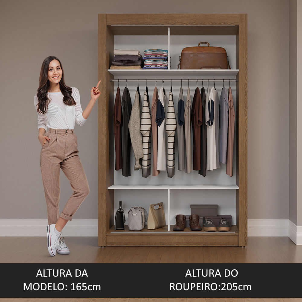 Guarda-Roupa Infantil Madesa Enzo 2 Portas de Correr com Espelho Rustic/Branco